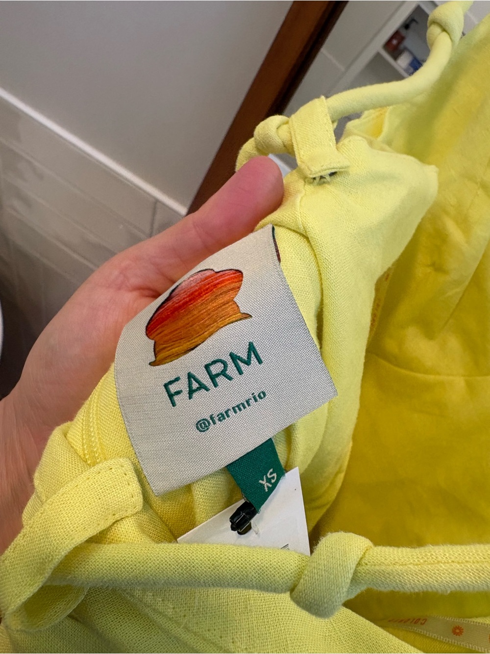 NWT Farm Rio Linen Blend Lemon Yellow Maxi Dress size XS - Picture 7 of 8